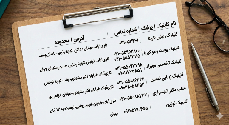 لیست کاشت ابرو در جنوب تهران